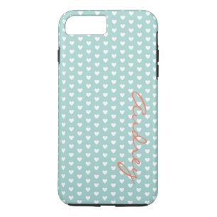 Coque iPhone 8 Plus/7 Plus Aqua Hearts Nom personnalisé