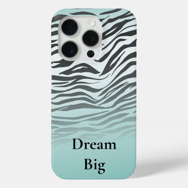 Coques Case-Mate iPhone Aqua Mint Black Zebra Print Ombre (Verso)