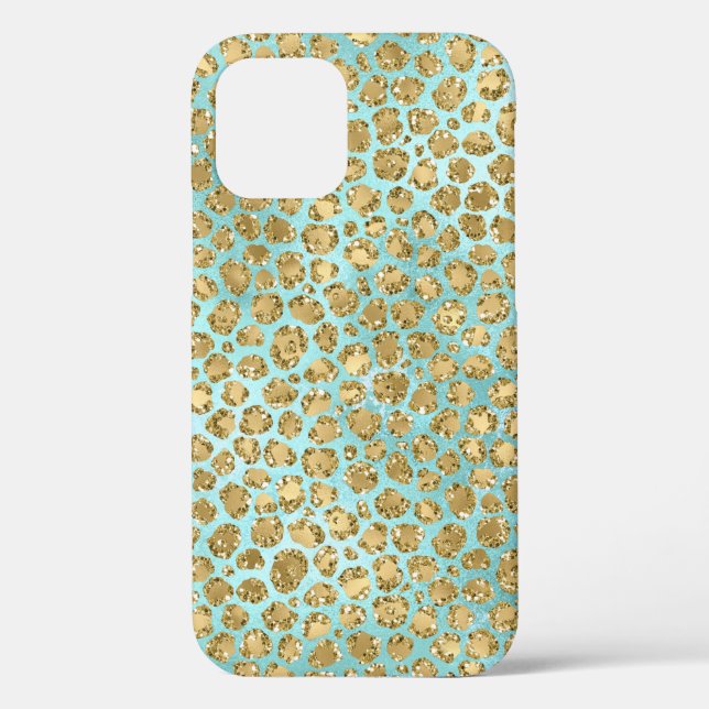 Coques Case-Mate iPhone Aqua Mint Gold Glitz Parties scintillant Leopard   (Verso)