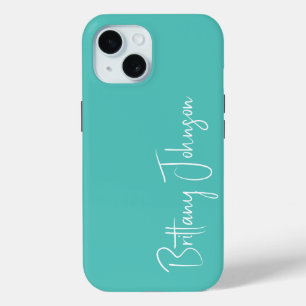 Coque Pour iPhone 15 Aqua monogrammé
