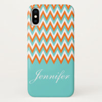 Aqua personnalisé Chevron orange blanc bleu