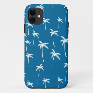 Coques Pour iPhone Aqua profonde et palmiers blancs