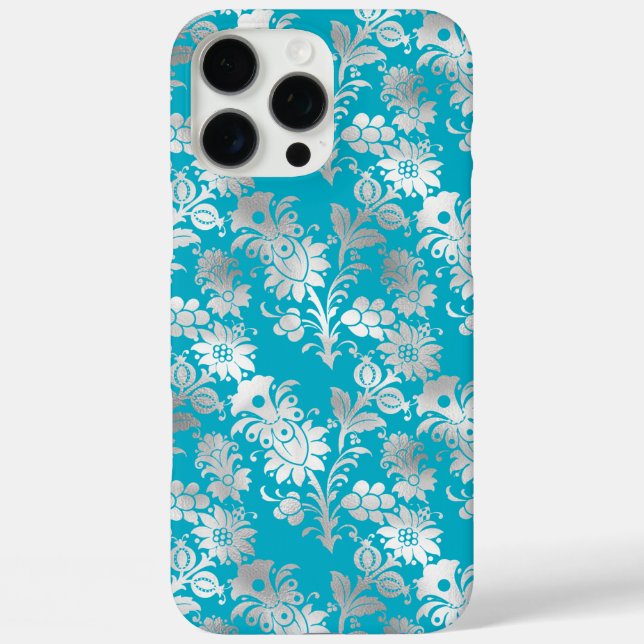 Coques Case-Mate iPhone Aqua Silver Floral (Verso)