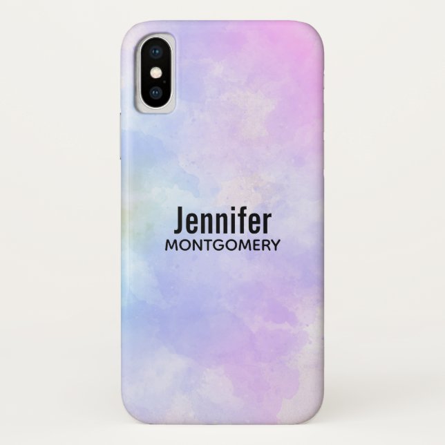 Coques Case-Mate iPhone Aquarelle Abstraite bleu violet élégant (Dos)