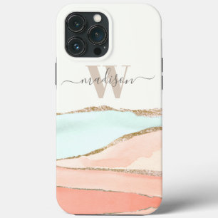 Case-Mate iPhone Case Aquarelle Abstraite côtière avec nom et monogramme
