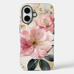 Coque Pour iPhone 16 Aquarelle Abstraite Fleurs roses