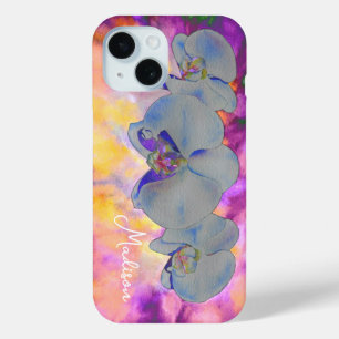 Coque Pour iPhone 15 Aquarelle Abstraite orchidées tropicales