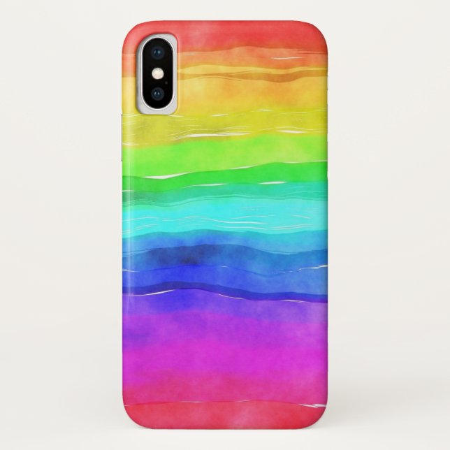 Coques Case-Mate iPhone Aquarelle Abstraite Peint Rayures arc-en-ciel (Dos)