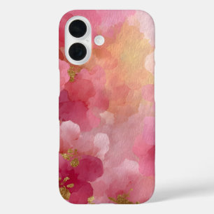 Coque Pour iPhone 16 Aquarelle Abstraite Rose & Or