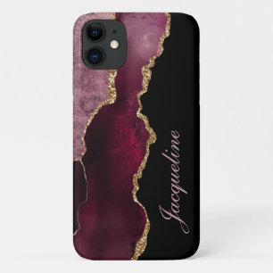 Case-Mate iPhone Case Aquarelle Agate Bourgogne Or moderne Personnalisé
