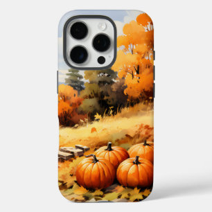 Coques iPhone 16 Pro Aquarelle Automne Citrouille de route en chute Feu