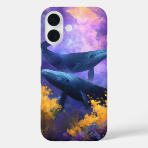 Coque Pour iPhone 16 Aquarelle Baleines Jardin Océan Abstrait