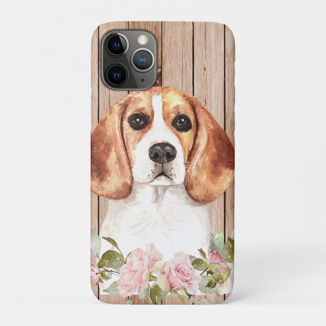 Coques Case-Mate iPhone Aquarelle Beagle & Fleurs (Dos)