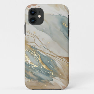 Case-Mate iPhone Case Aquarelle beige et bleu Marbre Abstrait