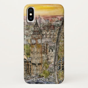 Coque Case-Mate Pour iPhone Aquarelle Big Ben des destinations   et oeil de