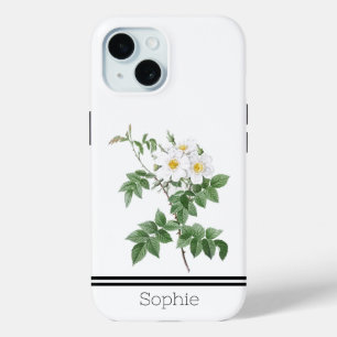 Coque Pour iPhone 15 Aquarelle blanche et rose jaune personnalisée