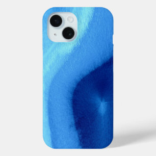 Coque Pour iPhone 15 Aquarelle Bleu Agate   Téléphone Abstrait
