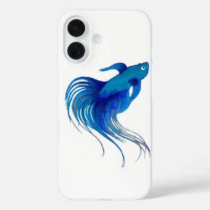 Coque Pour iPhone 16 Aquarelle bleu Betta Fish
