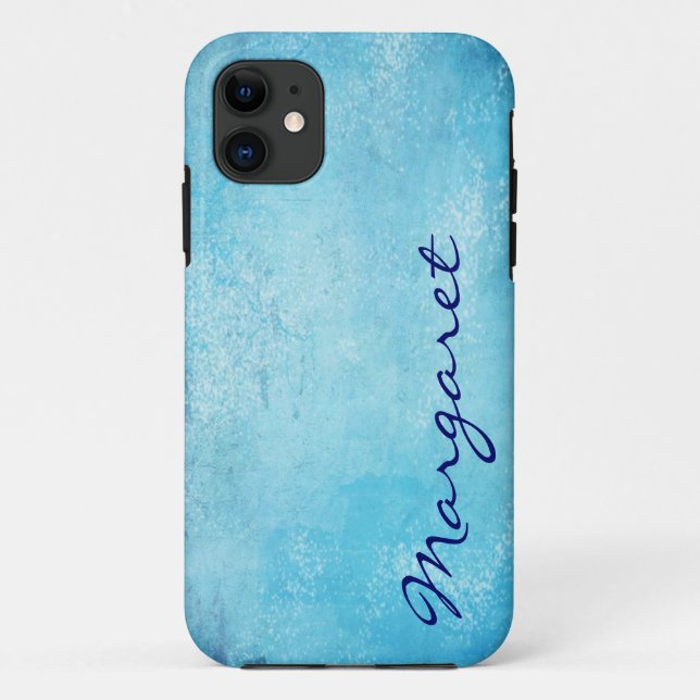 Coques Case-Mate iPhone Aquarelle bleue gaie personnalisée Coque-mat iP (Dos)