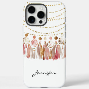 Coques iPhone 16 Pro Max Aquarelle Boho Hippie Plume Tribal iPhone