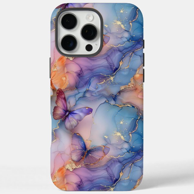 Coques Case-Mate iPhone Aquarelle Boho Marble Butterfly iPhone (Verso)