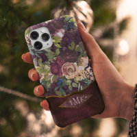 Aquarelle Boho Motif Floral - Monogramme Bourgogne