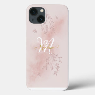 Case-Mate iPhone Case Aquarelle Botanique Feuille Foliage Rose Monogramm