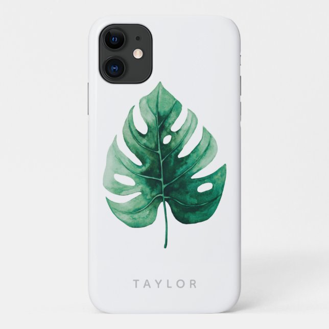 Coques Case-Mate iPhone Aquarelle botanique Feuille Monstère verte (Dos)