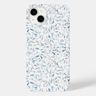Coque Pour iPhone 14 Plus Aquarelle botanique gris bleu feuilles sur blanc