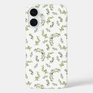 Coque Pour iPhone 16 Aquarelle botanique motif olive vert sauge