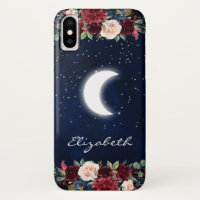 Aquarelle Bourgogne Florale Céleste Lune