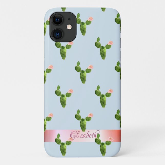 Coques Case-Mate iPhone Aquarelle Cactus, Bande - Personnalisée (Dos)