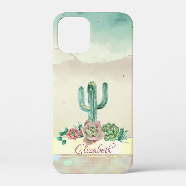 Coques Case-Mate iPhone Aquarelle Cactus, Paint Succulent Splash (Verso)