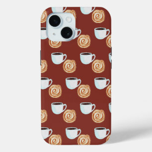 Coque Pour iPhone 15 Aquarelle Cinnamon Bun Pastry Café