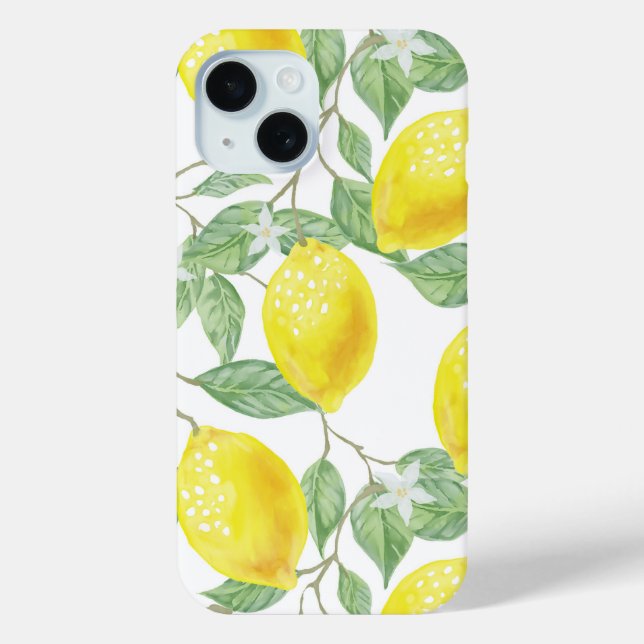 Coques Case-Mate iPhone Aquarelle Citrons Jaunes Fleurs & Foliage Personna (Verso)