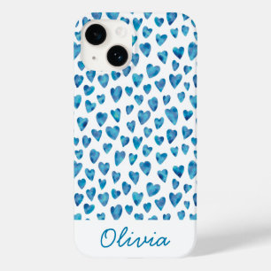 Coque Pour iPhone 14 Aquarelle Coeur Fille Prénom