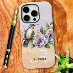 Coques iPhone 16 Pro Aquarelle colorée de colibri Personnalisé