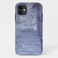 Aquarelle cool Coque-mat Abstrait d'encre bleue