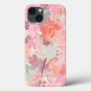 Case-Mate iPhone Case Aquarelle Corail rose Motif Floral Nom du monogram