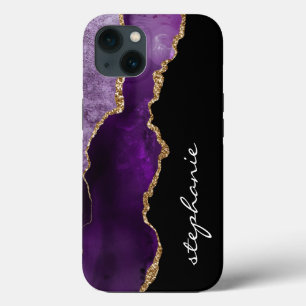 Case-Mate iPhone Case Aquarelle couleur or violet Agate personnalisée