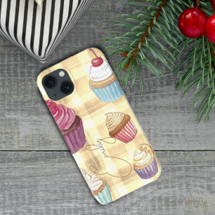 Case-Mate iPhone Case Aquarelle Cupcake Jaune Plaid Monogramme Baker