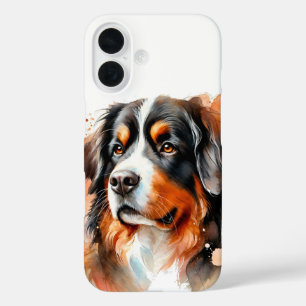 Coque Pour iPhone 16 Aquarelle de chien de montagne bernois