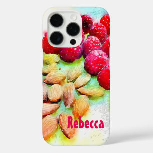 iPhone 16 Pro Case Aquarelle de collation aux framboises et aux amand