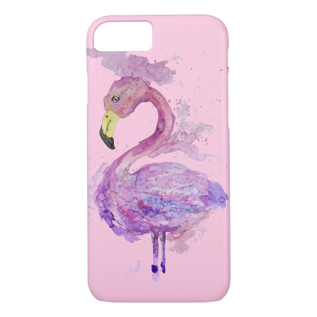 Coques Case-Mate iPhone Aquarelle de Flamant rose pourpre (Dos)