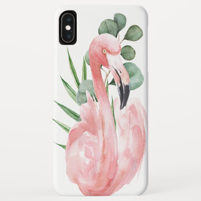 Coques Case-Mate iPhone Aquarelle de Flamant rose rose tropical (Dos)