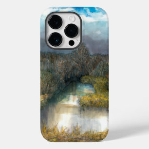 Coque Pour iPhone 14 Pro aquarelle de l'étang d'automne