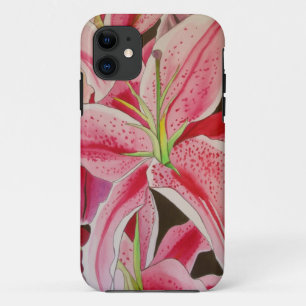 Coque iPhone 11 Aquarelle de menton rose Stargazer art original