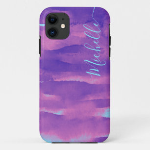 Case-Mate iPhone Case Aquarelle de néon rose violet Abstrait Coque-Mate