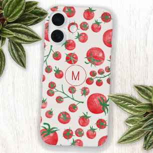 Coque Pour iPhone 16 Aquarelle de tomate Monogramme méditerranéen initi