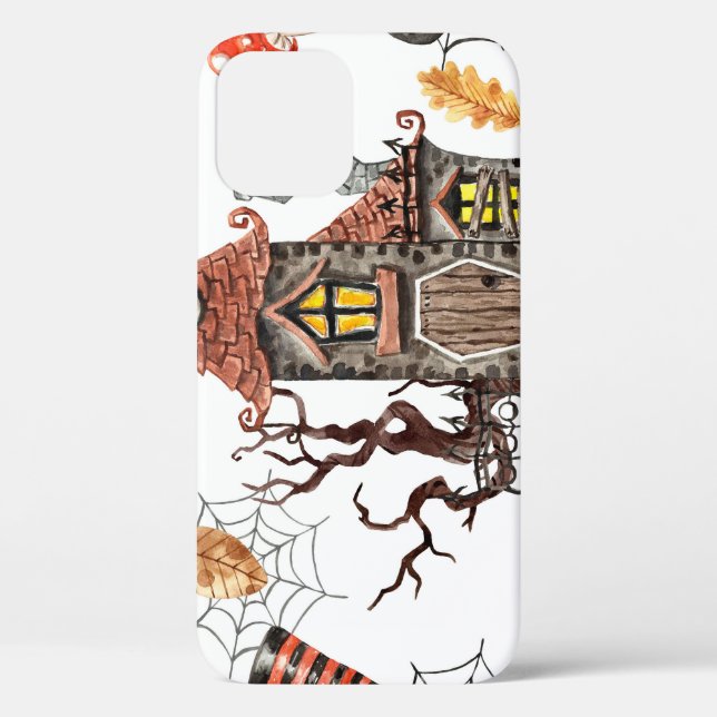 Coques Case-Mate iPhone Aquarelle d'Halloween : Haunted House Motif. (Verso)